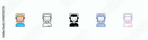 Customer Support icons set in different style vector stock 