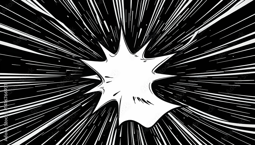 Obraz premium Dynamic Burst of Energy with Radiating Lines in Black and White