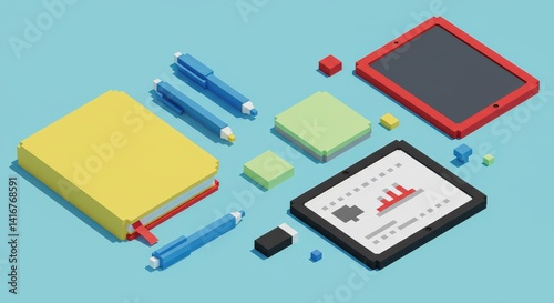 Playful Office Meeting Preparation Prep Flat Lay Retro