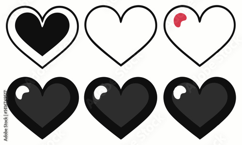 vector illustration of a set of hearts