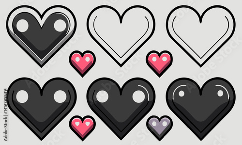 hearts on black