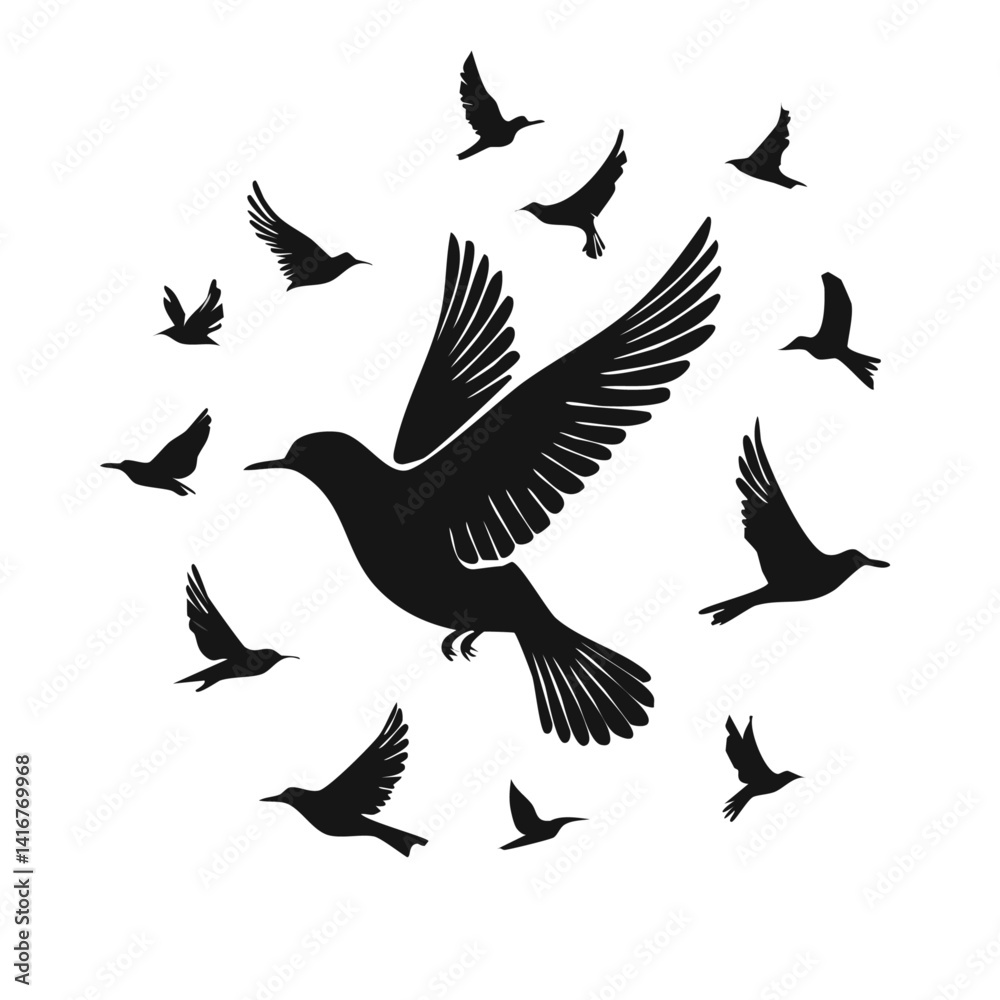vector illustration of a birds black graphic design