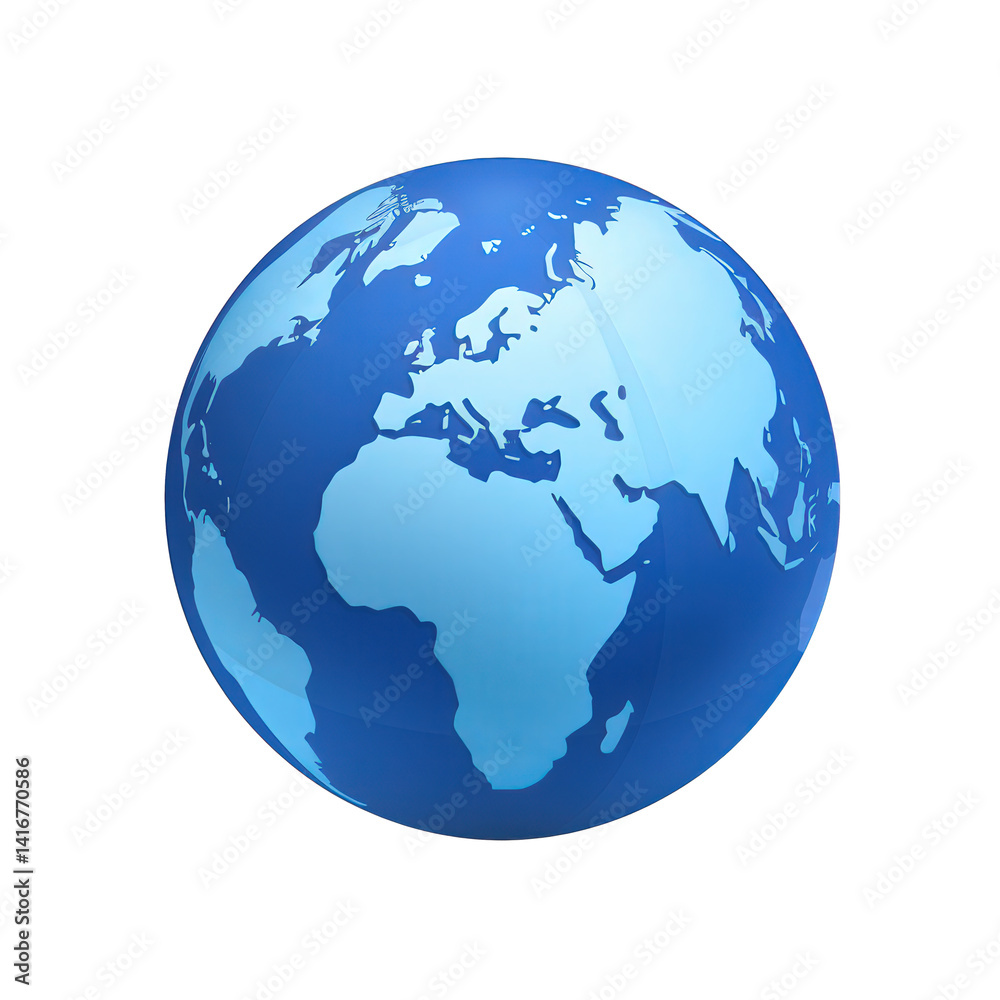 A stylized globe representing Earth, showcasing continents in blue and green hues, ideal for educational materials and global awareness campaigns , isolated on white or transparent png A stylized globe representing Earth, showcasing continents in blue and green hues, ideal for educational materials and global awareness campaigns , isolated on white or transparent png