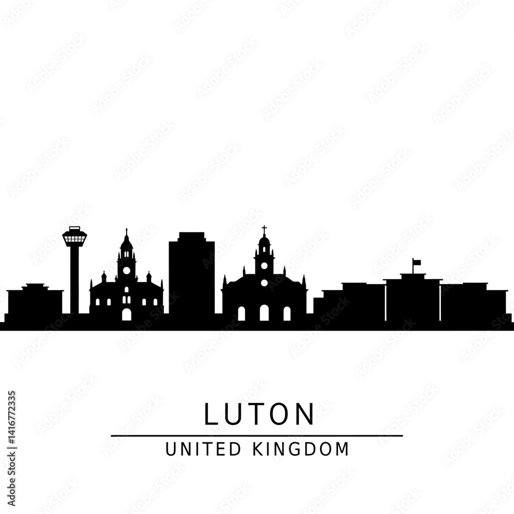 Fototapeta premium Luton Skyline United Kingdom Silhouette.