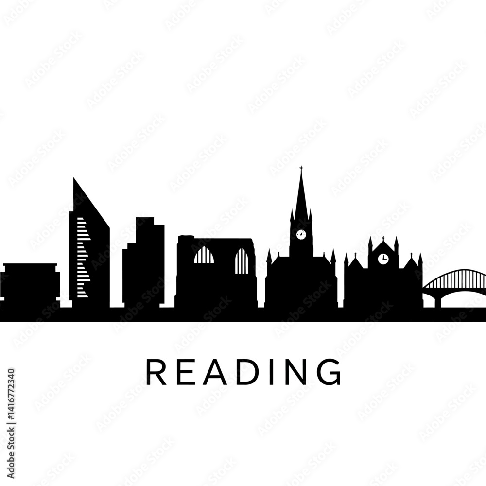 Fototapeta premium Reading UK Skyline Silhouette.