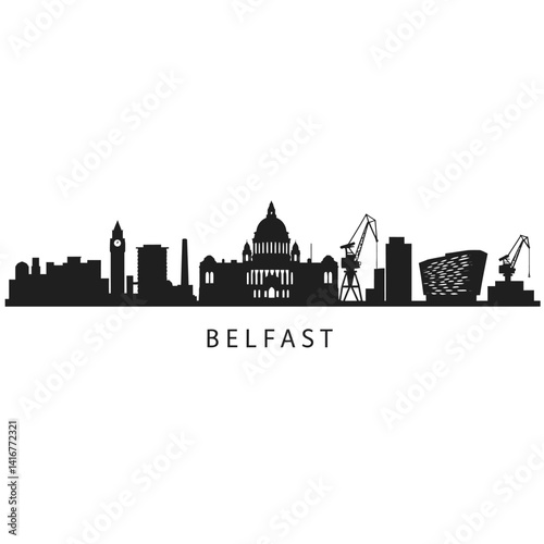 Belfast skyline silhouette vector.