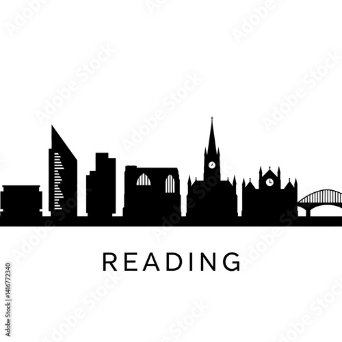 Reading UK Skyline Silhouette.
