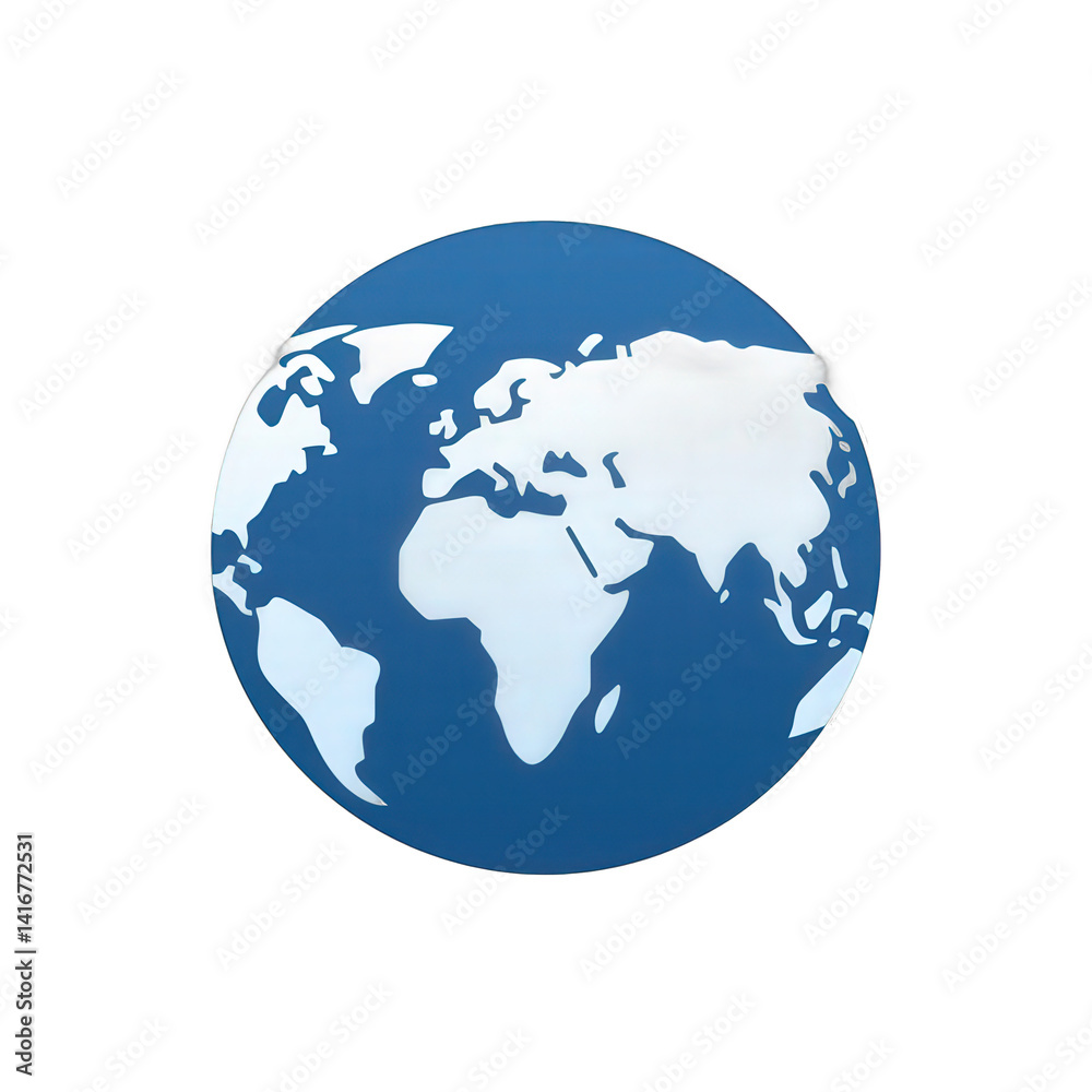 A blue globe highlighting continents, symbolizing global connectivity and environmental awareness, set against a plain background , isolated on white or transparent png A blue globe highlighting continents, symbolizing global connectivity and environmental awareness, set against a plain background , isolated on white or transparent png