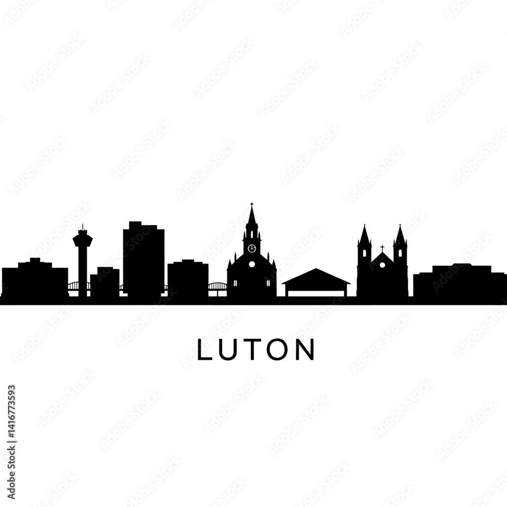 Fototapeta premium Luton Skyline City Silhouette Urban Landscape.
