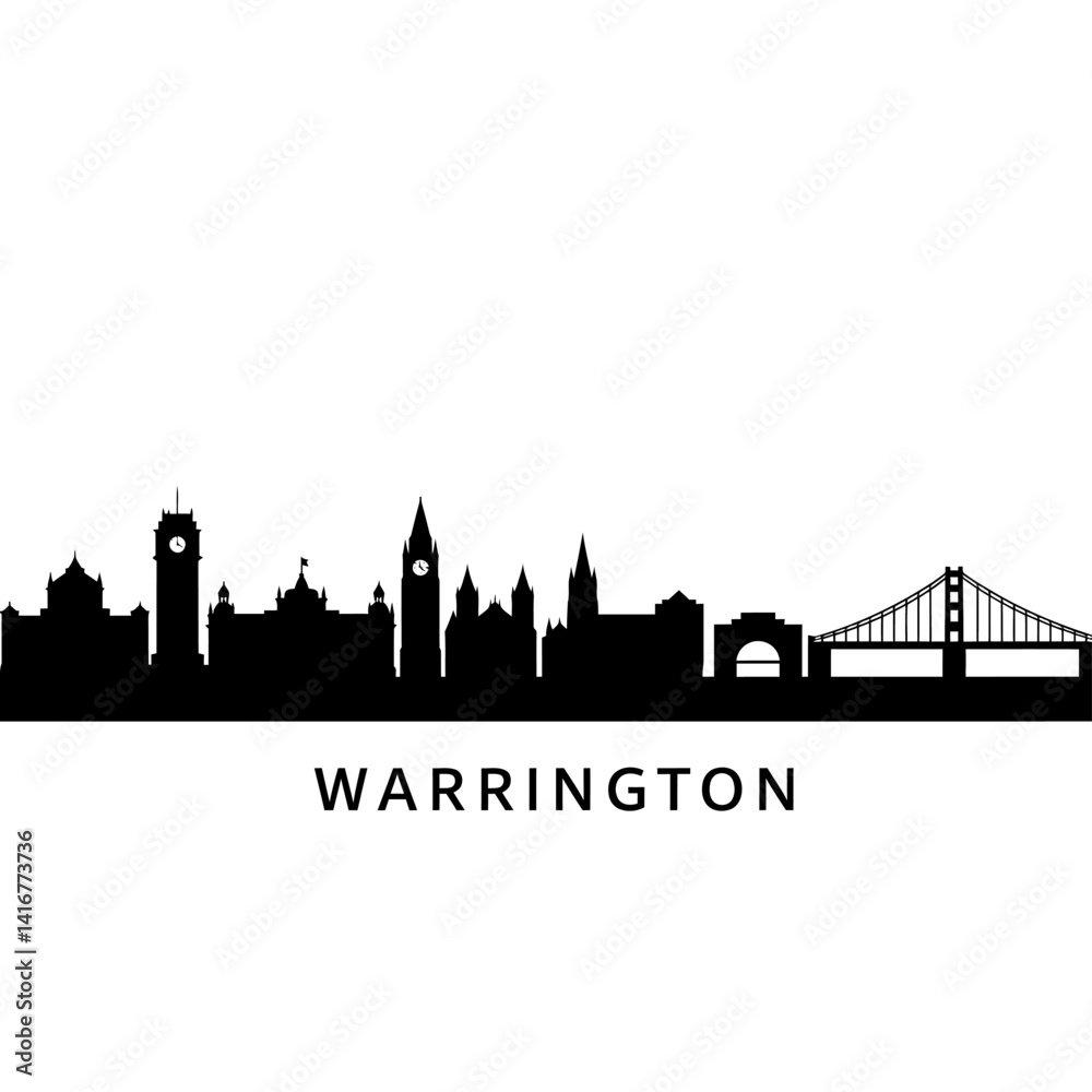 Fototapeta premium Warrington Skyline UK Cityscape Silhouette.