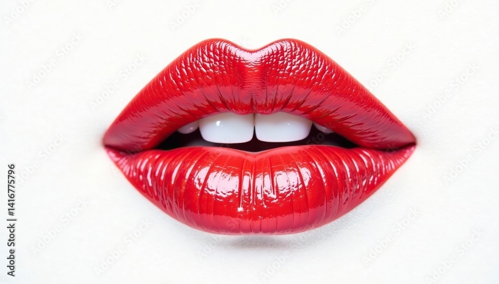 Bold red lip print on pristine white backdrop , sensual, beauty, photography Bold red lip print on pristine white backdrop , sensual, beauty, photography