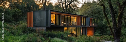 Wallpaper Mural Modern dwelling crafted from shipping containers nestled amid verdant nature Torontodigital.ca