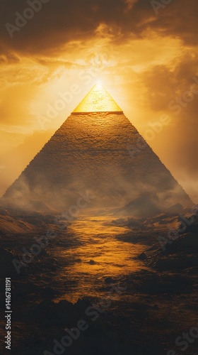 Golden Pyramid Sunrise Desert photo