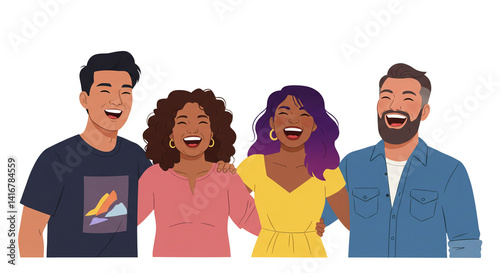 Group of Friends Laughing and Embracing Together