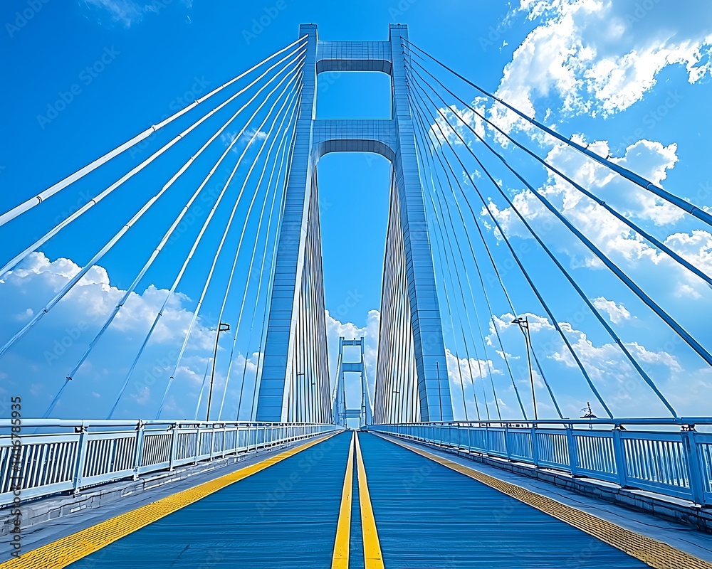 Obraz premium Modern Cable Stayed Bridge Sunny Day