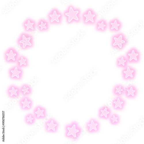 Pink glowing star round frame