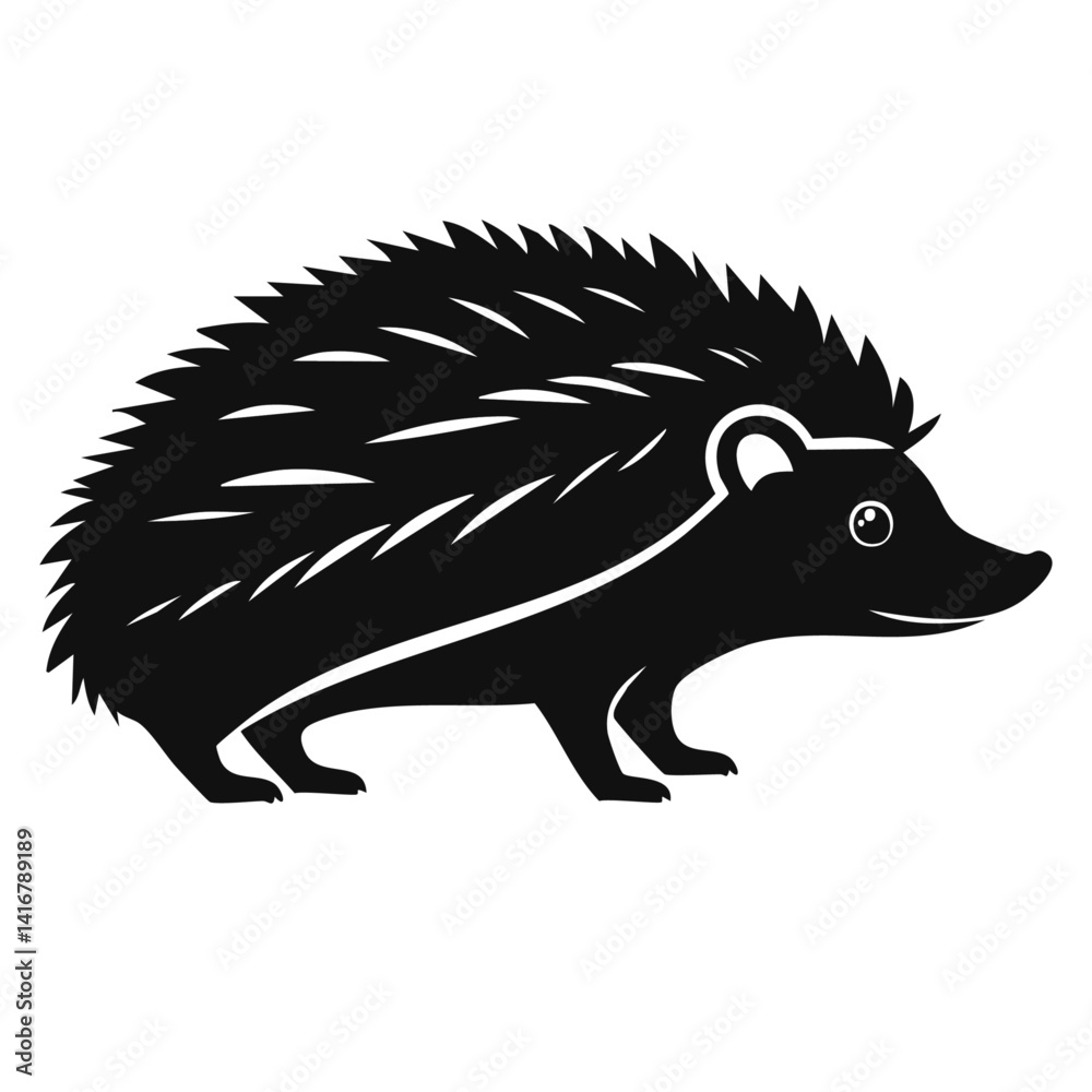 hedgehog silhouette on a white background vector black design