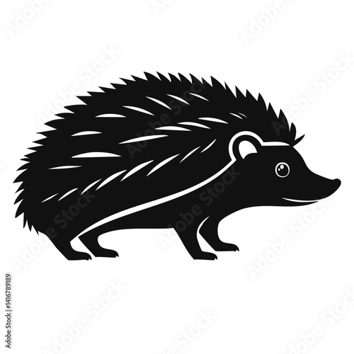 Obraz na płótnie hedgehog silhouette on a white background vector black design w salonie