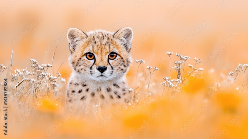 Obraz premium Serene cheetah portrait soft focus wildlife photography