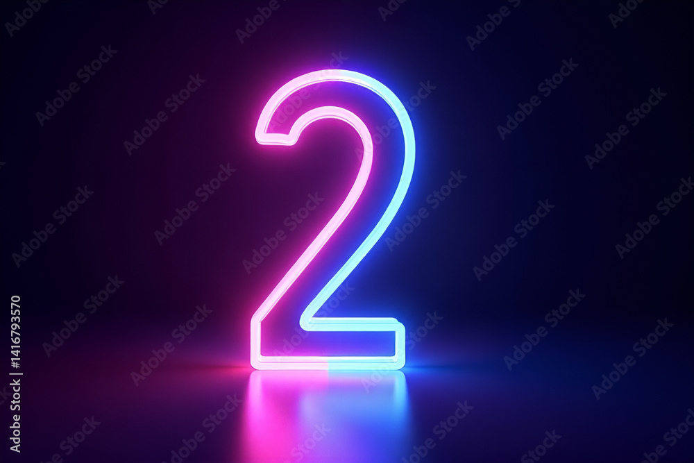 neon-themed 3D render of the number neon-themed 3D render of the number