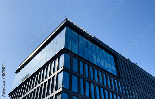 Architecture details Glass wall Modern building exterior Abstract futuristic background