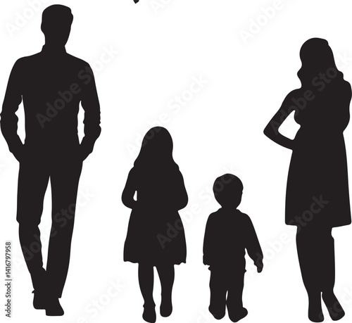 sihlouete of family 