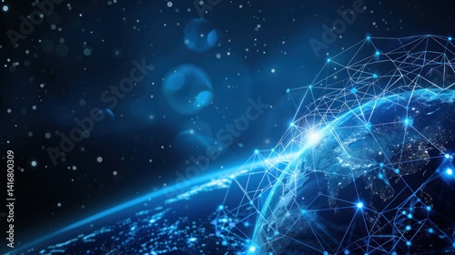 Global Connectivity and Digital Network on Earth, Technology Concept