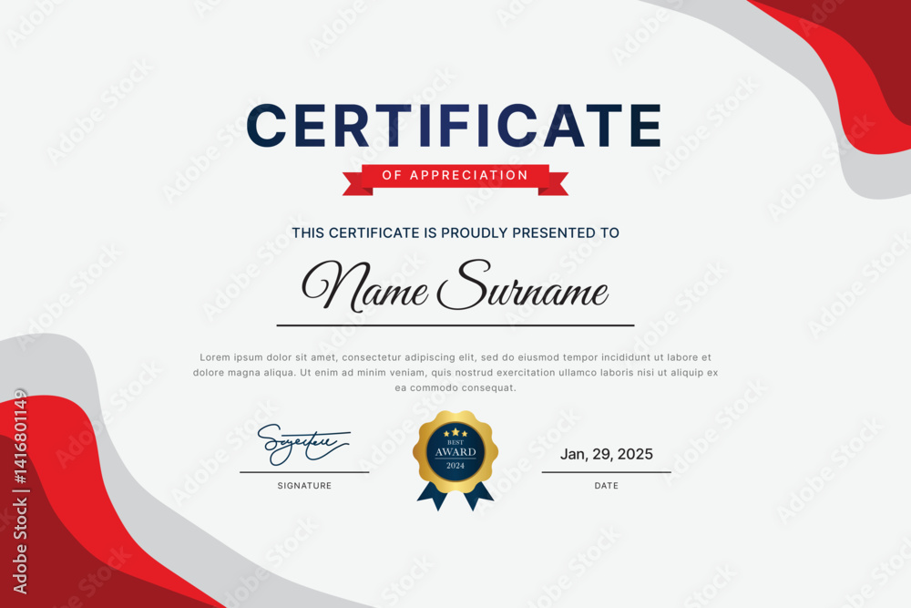 Fototapeta premium Certificate Template Design