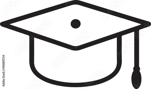 Education and Graduation cap Line Icon, Outline Vector Symbol Illustration.  Editable Stroke.