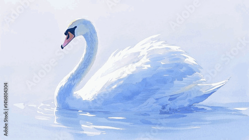 Featherflow swan isolated watercolor vector illustration svg 