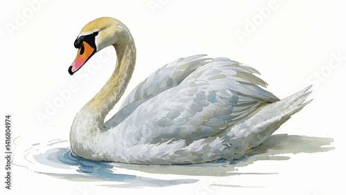 Aqueous grace swan isolated watercolor vector illustration svg 