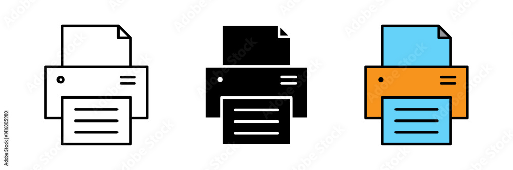 Printer icon Vector for web stroke filled and colored icon set. Printer icon Vector for web stroke filled and colored icon set.