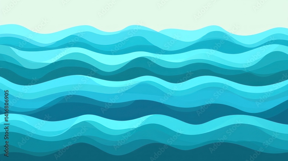 Fototapeta premium Stylized depiction of ocean waves.