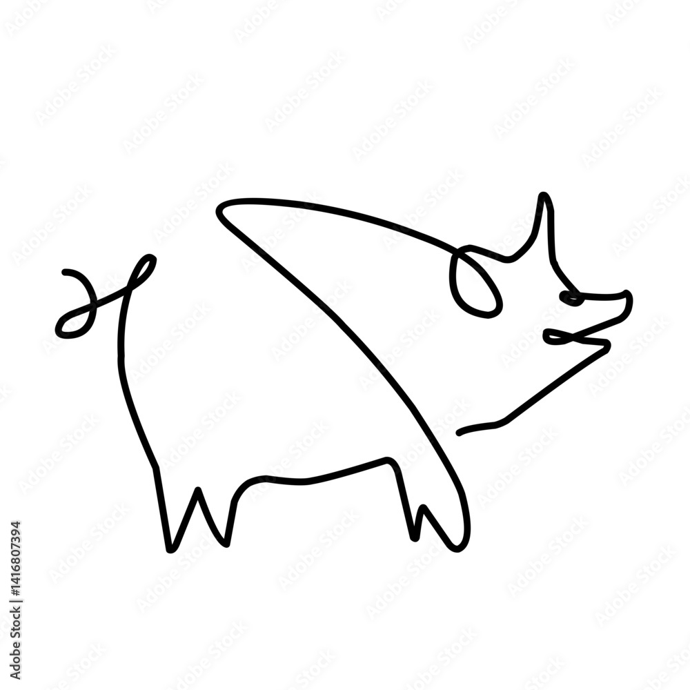Obraz premium pig line vector illustration, isolated on white background