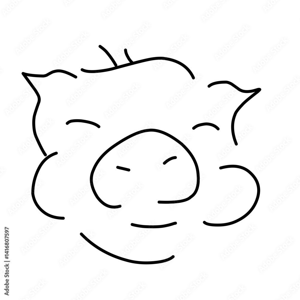 pig line vector illustration, isolated on white background pig line vector illustration, isolated on white background