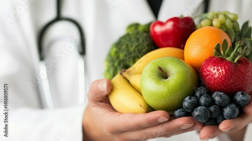 A doctor offering preventive healthcare advice during a routine check-up, focusing on lifestyle changes, isolated on white,