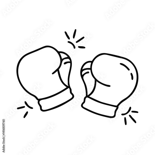 boxing gloves clashing in dynamic outline style  