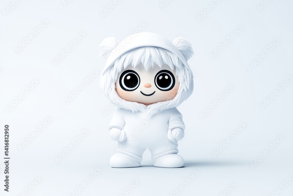 Obraz premium Cute, white, winter-themed character
