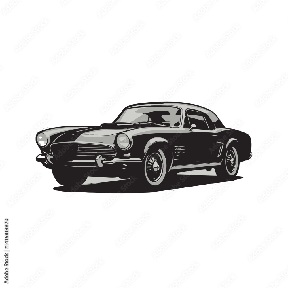 Fototapeta premium cool classic car illustration design