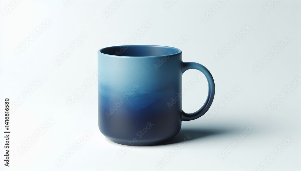 Fototapeta premium Blue Mug Mockup - Cup for Branding and Logo Placement - Product Design for Identity - White Drink Cup in Studio Environment - Background for Promotional Material - Mock-up for Presentation
