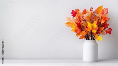 Autumnal arrangement in a simple vase.  Fall colors, displayed beautifully