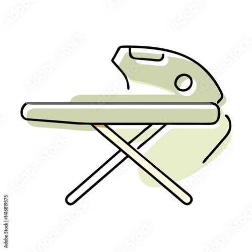 Ironing board illustration with minimalist design in light colors  