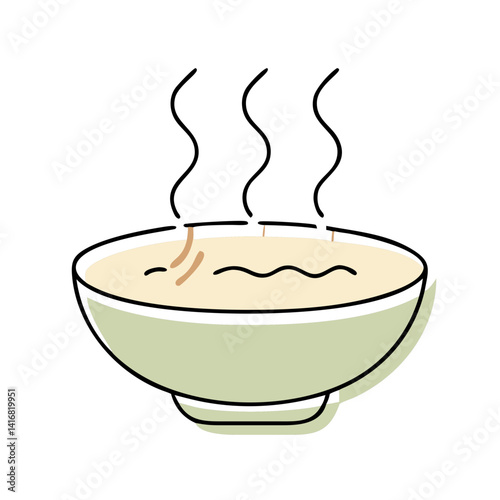 Steaming Bowl of Soup with Aromatic Steam Against White Background  
