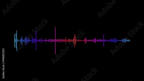 sound waves on blue background with alpha motion graphic animation on isolated social media black background.4K footage video effect template.