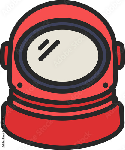 Astronaut Helmet Filled Line Icon