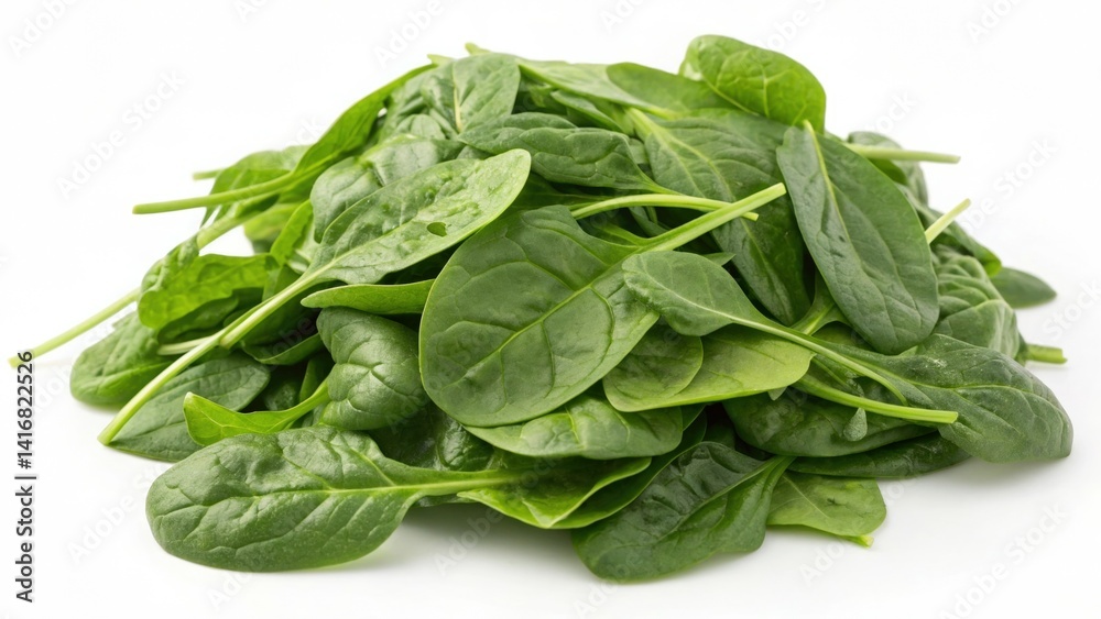 Fresh spinach leaves arranged neatly on a white background for culinary presentation and healthy meal preparation Fresh spinach leaves arranged neatly on a white background for culinary presentation and healthy meal preparation
