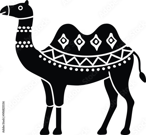 Ornamental Camel Silhouette Design: Tribal Minimalist Desert Icon