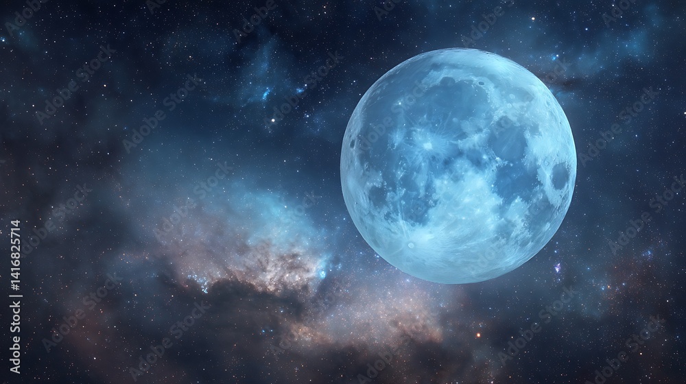 Fototapeta premium Blue moon in a vast universe
