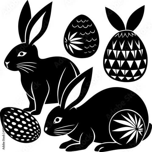 Abstract illustration bunny egg flower easter day silhouette