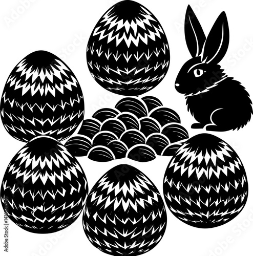 abstract illustration egg bunny easter day silhouette